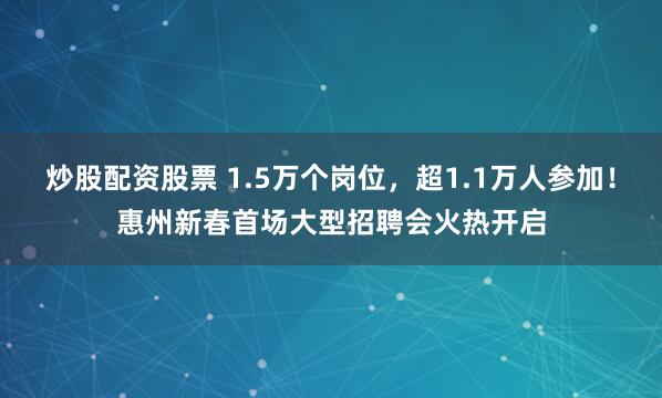炒股配资股票 1.5万个岗位，超1.1万人参加！惠州新春首场大型招聘会火热开启